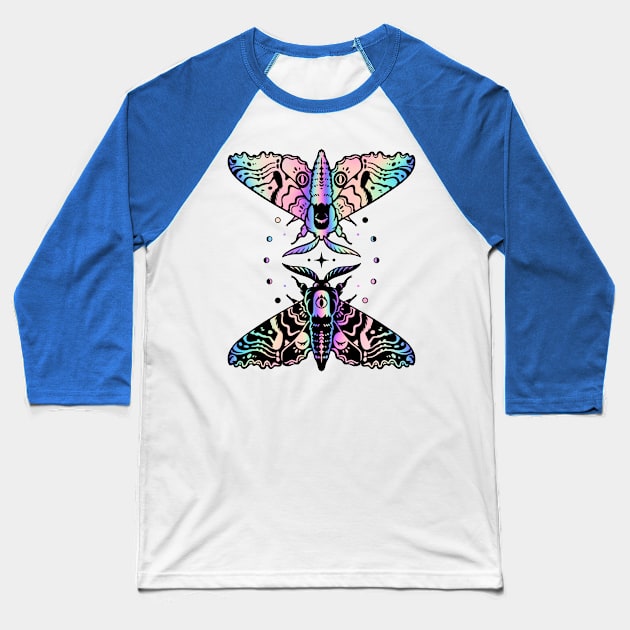 Duality Moths - Rainbow Baseball T-Shirt by MaryCapaldi